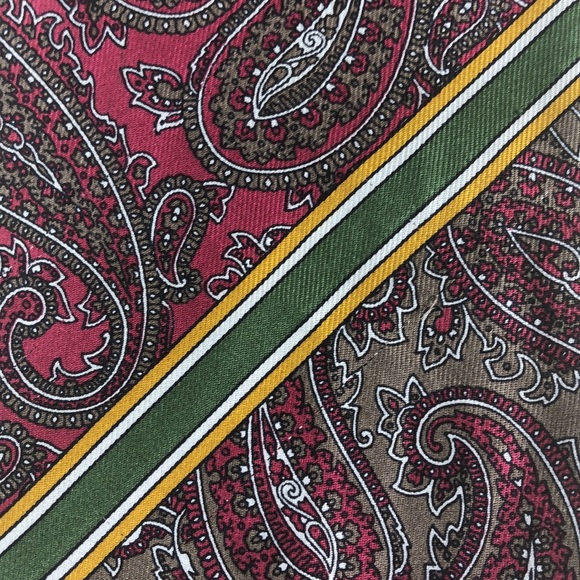 Vintage Gucci Maroon Gray Skinny Silk Tie Italy - Picture 4 of 8